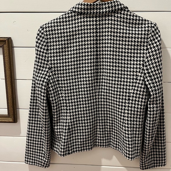 LES AILES DE LA MODE vintage black and white houndstooth blazer size 11 - Picture 8 of 10